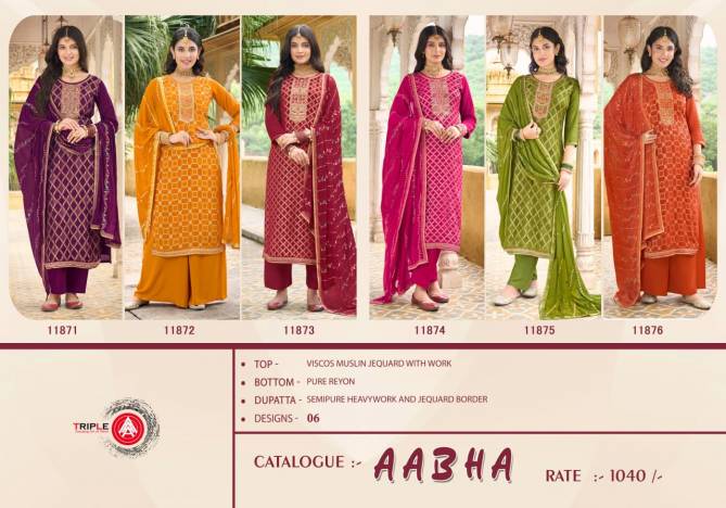 Aabha By Triple Aaa Viscose Muslin jacquard Designer Salwar Kameez Wholesale Shop In Surat
